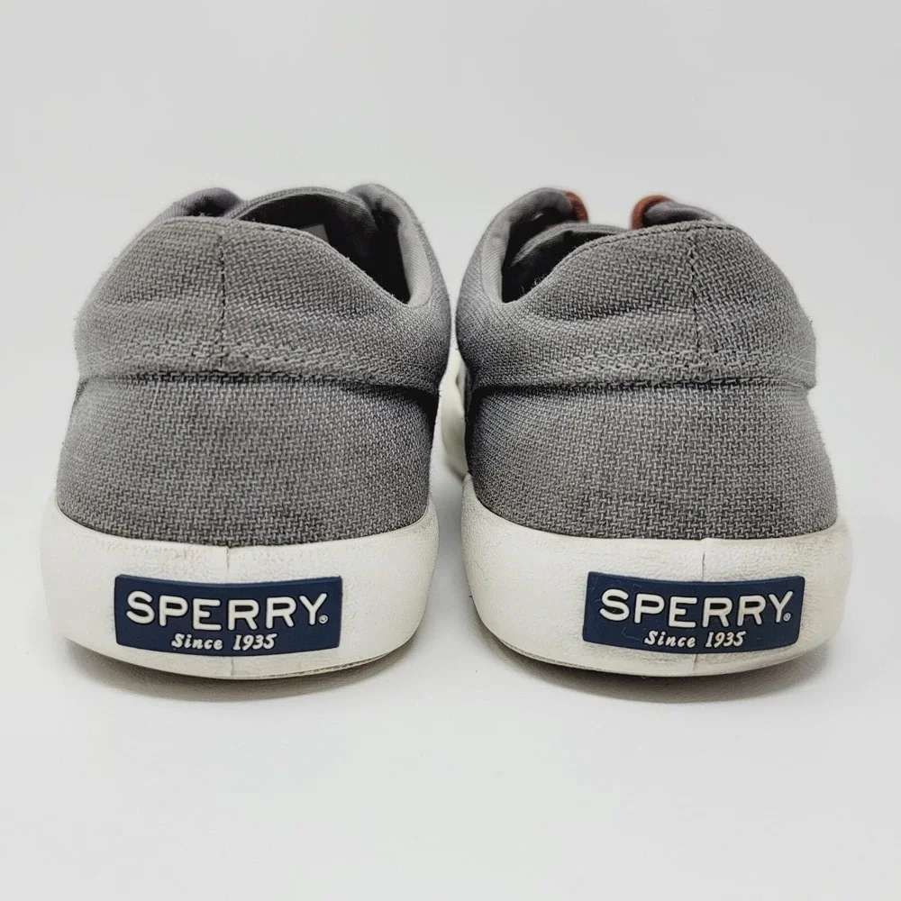 Sperry Topsider Mens Sneakers Sz 9.5 M Gray Canvas Shoes STS16450